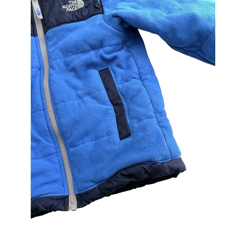 The North Face Toddler Reversible Hooded Jacket Coat 4T Fleece Blue Full Zip